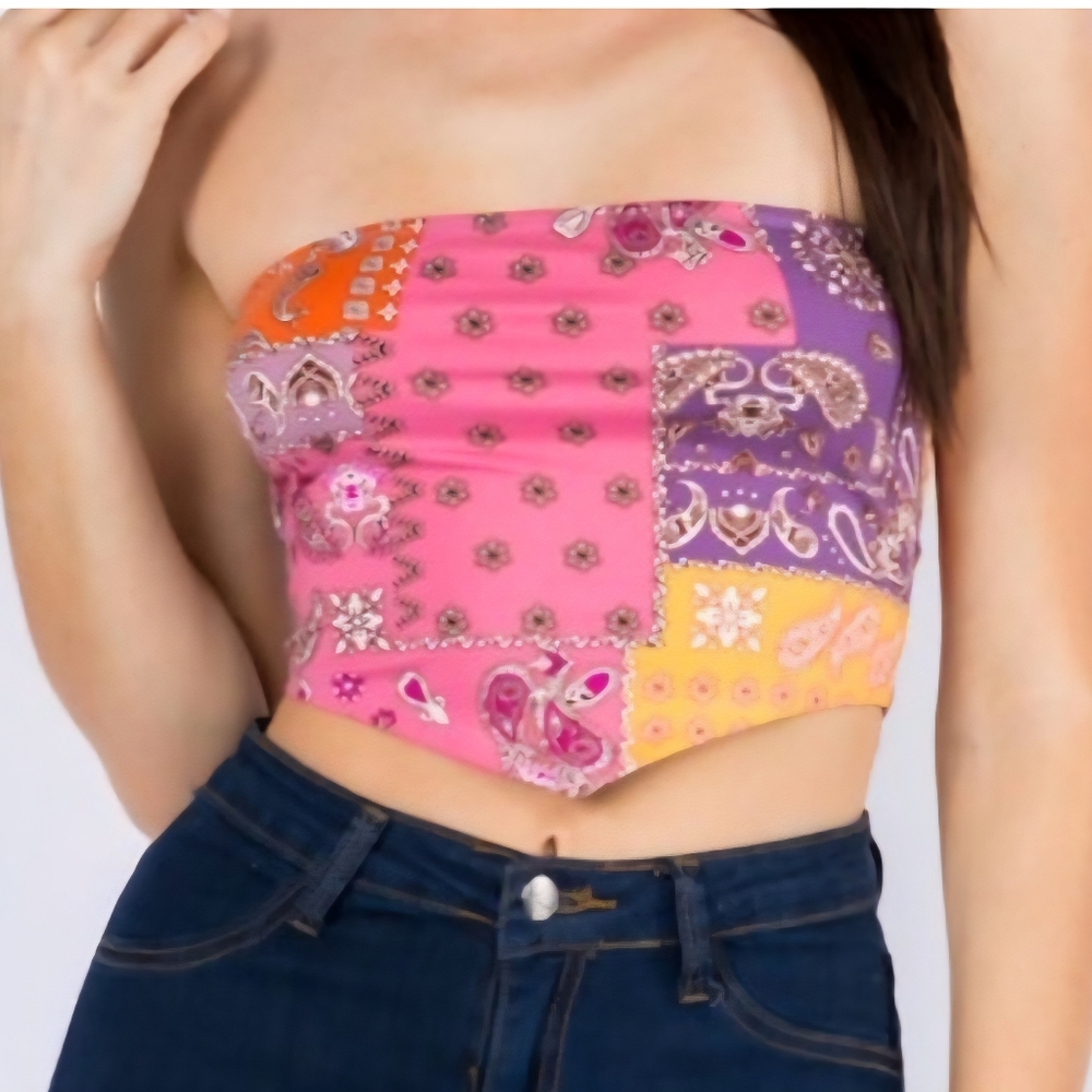 Love J Multicolor Paisley Bandanas Patchwork Stra… - image 1